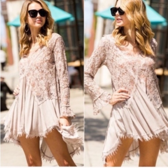 FERN Delicate Lace Tunic Top - MOCHA - Picture 3 of 3